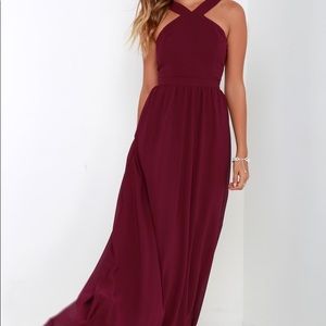 Lulu’s Burgundy Maxi Bridesmaid Dress
